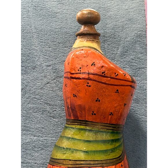 Wooden Jewelry Holder Mini Mannequin Beautiful Indian Hand Painted Vintage - Picture 15 of 16